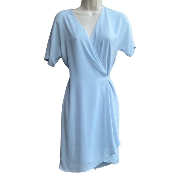 Babaton Aritzia Pastel Blue Wallace Mini Wrap Dress Size XS - Picture 7 of 7